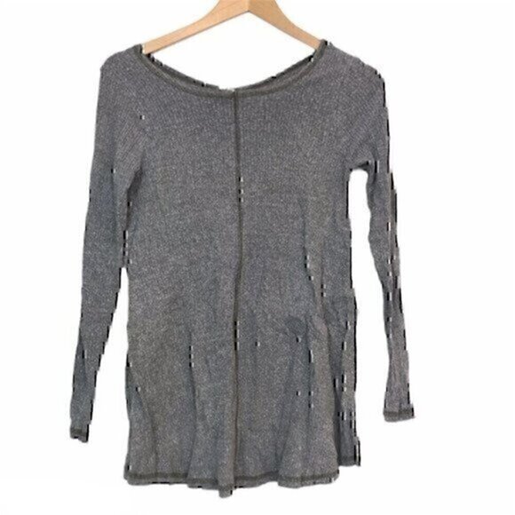 PPLA PEOPLE'S PROJECT Girls Gray Ribbed Long Sleeve Knit Tee Distressed Medium M - Picture 1 of 8